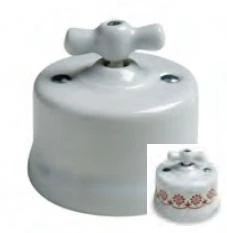  артикул 30342132 название Fontini Garby Выключатель для управления жалюзи перекл-ль керамика, бело-коричневый/декор.рисунок, р